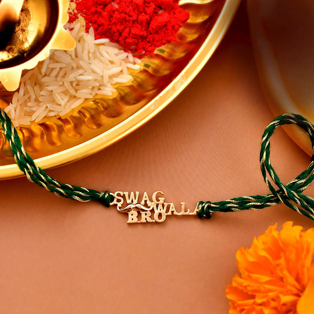trueBrowns 925 Sterling Silver Gold-Polished Gold Micron Plated Swag Thread Rakhi | Grocsy