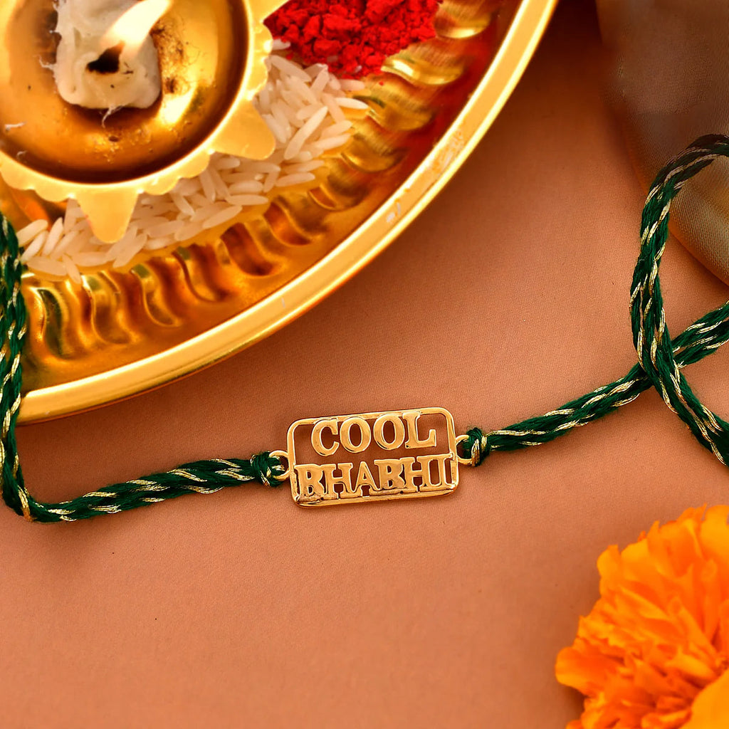 trueBrowns 925 Sterling Silver Cool Bhabhi Gold-Polished Gold Micron Plated Thread Rakhi | Grocsy