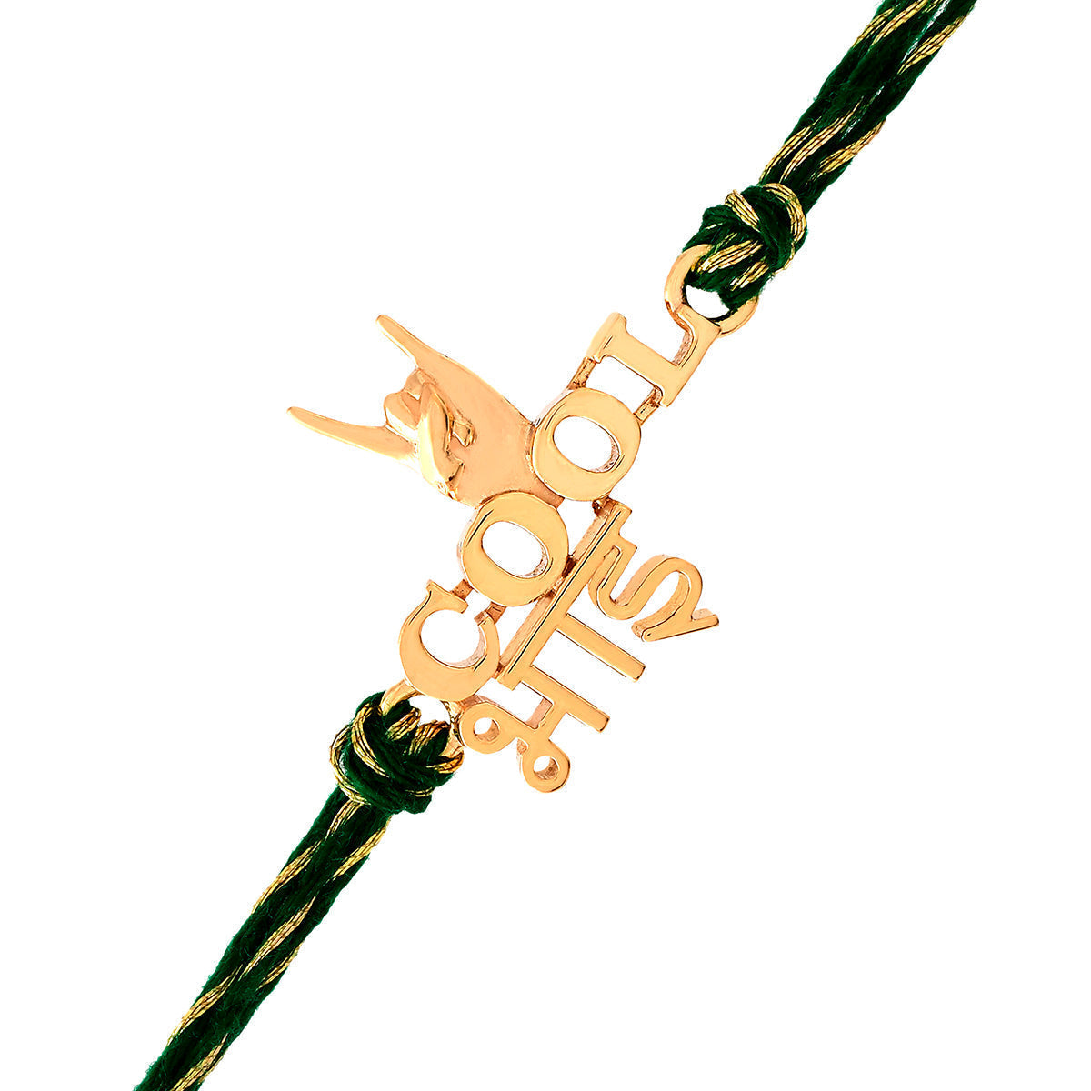 trueBrowns 925 Sterling Silver Classic 'Cool Bhai' Inscription Gold-Polished Gold Micron Plated Thread Rakhi | Grocsy
