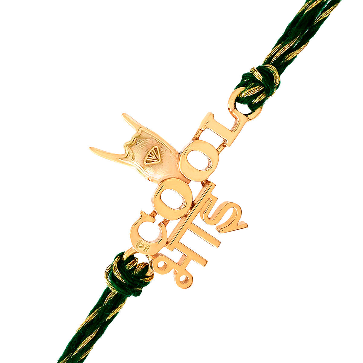 trueBrowns 925 Sterling Silver Classic 'Cool Bhai' Inscription Gold-Polished Gold Micron Plated Thread Rakhi | Grocsy