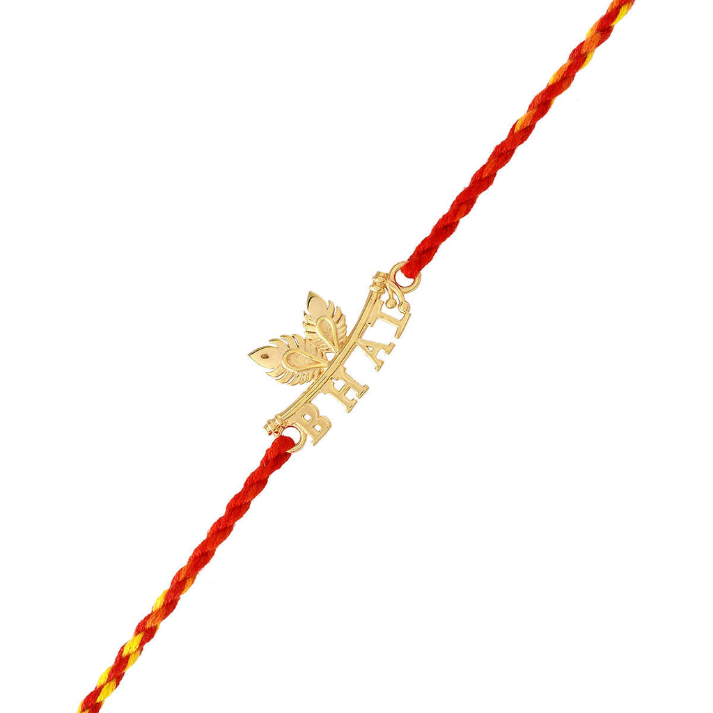 trueBrowns X Voylla 925 Sterling Silver Gold-Polished Gold Micron Plated Bhai Thread Rakhi | Grocsy