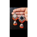 MS Fashion India Muskan Fancy Mirror Work Orange Smart Earring | Grocsy