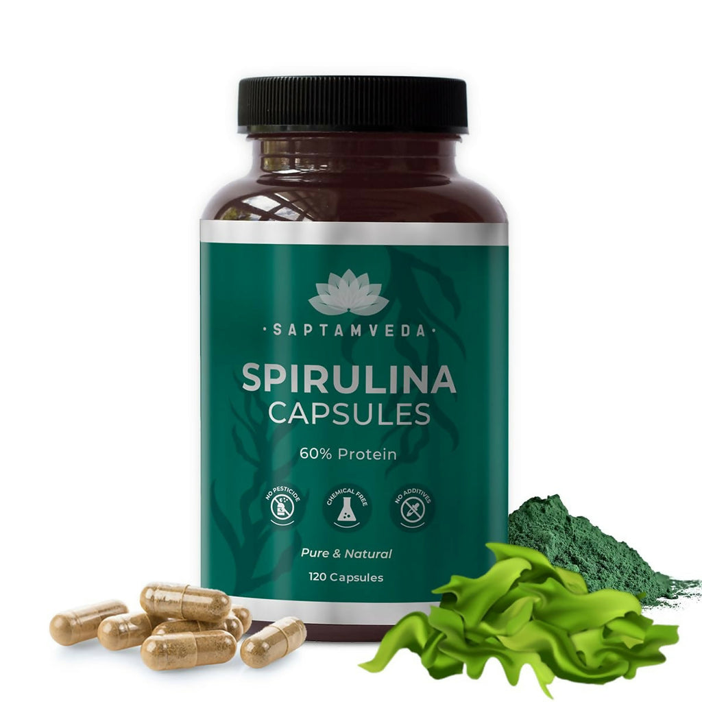 Saptamveda Spirulina Capsules | Grocsy