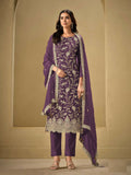 Anaita PuprleEmbroderied Silk Stitched Salwar Suit | Grocsy