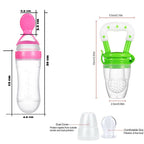 Goodmunchkins Silicone Spoon Food Feeder & Fruit Feeder for Toddlers Food Grade Silicone Bottle 90ml-Pink | Grocsy