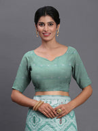 Shree Shyam Fashion Linen Cotton Sea Green Saree | Grocsy