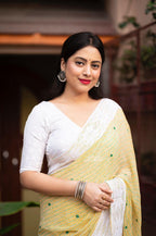 Lemon Poly Georgette Ethnic Motifs Saree with Unstitched Blouse - A2M | Grocsy