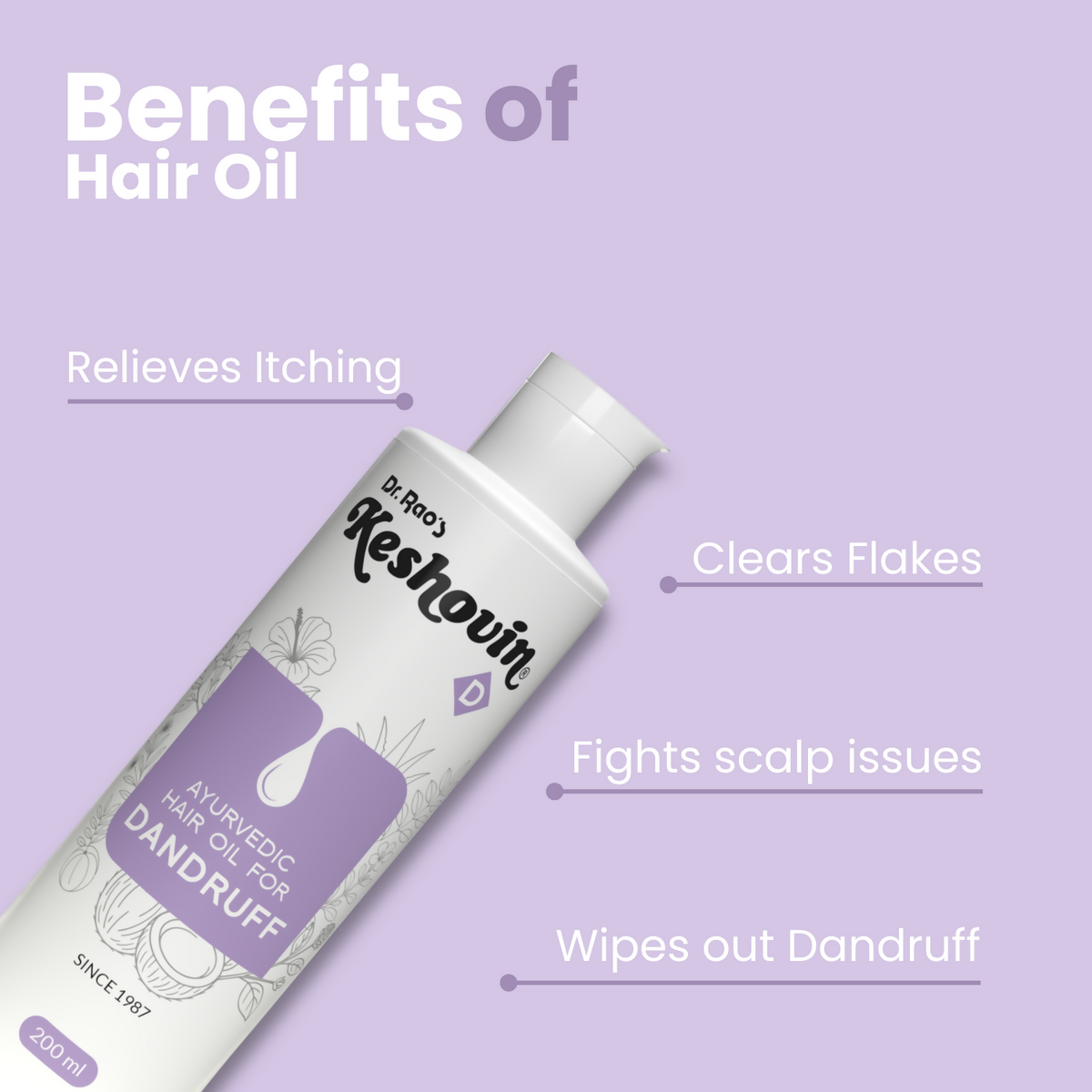Dr. Rao's Keshovin Anti Dandruff Herbal Hair Oil | Grocsy