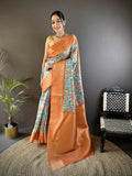 Joban Fashion Multi-Color Floral Digital Print Soft Lichi Silk Paithani Saree | Grocsy