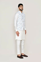 Joban Fashion White Colored Art Silk Fabric Kurta, Jacket With Straight Fit Pant | Grocsy