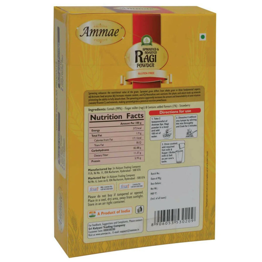Ammae Sprouted and Roasted Ragi Powder - Strawberry | Grocsy