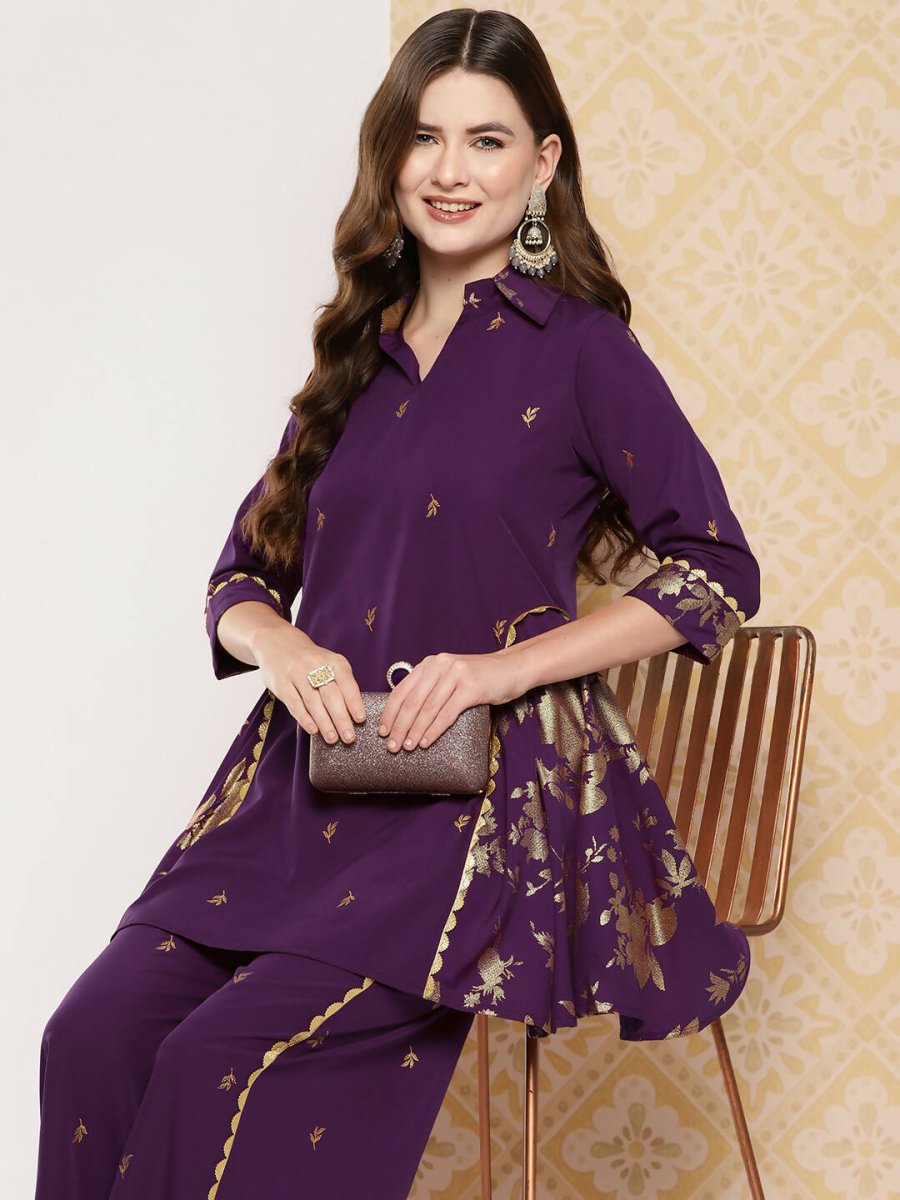Ahalyaa Women's Traditional Wear Co-ods - Burgundy | Grocsy
