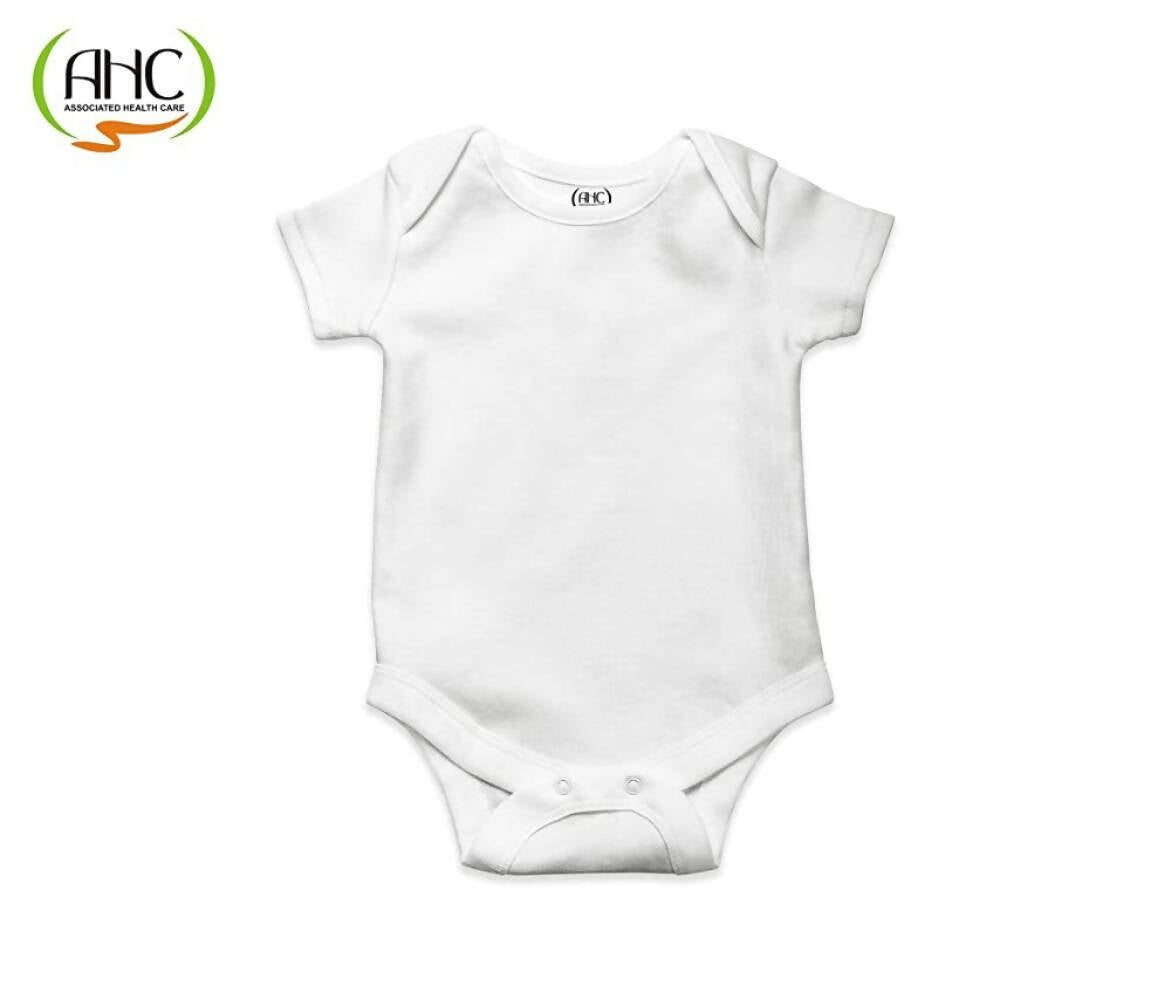 AHC Soft Cotton Short-Sleeve Bodysuits Solid Onesies New Born Infant Dress - Blue/Grey/Green | Grocsy