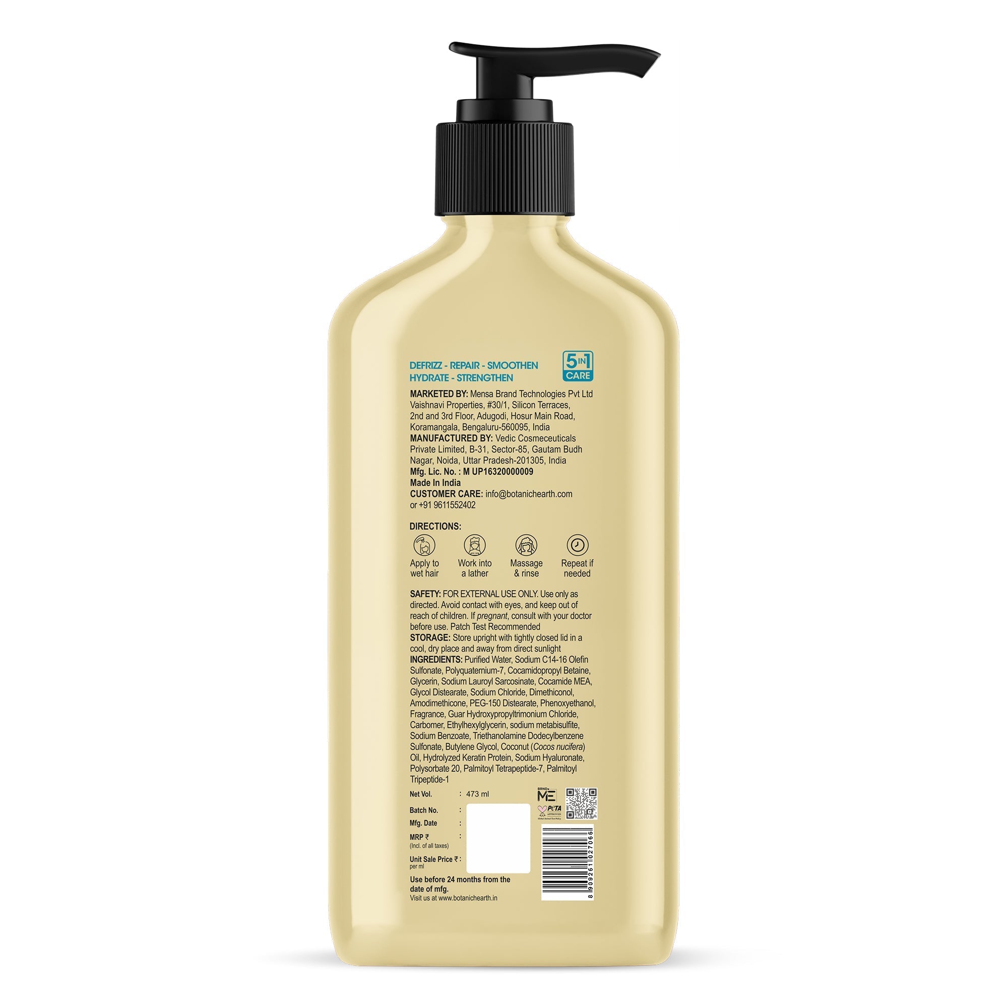 Botanic Hearth Defrizz & Repair Shampoo with Coconut Oil & Peptides | Grocsy