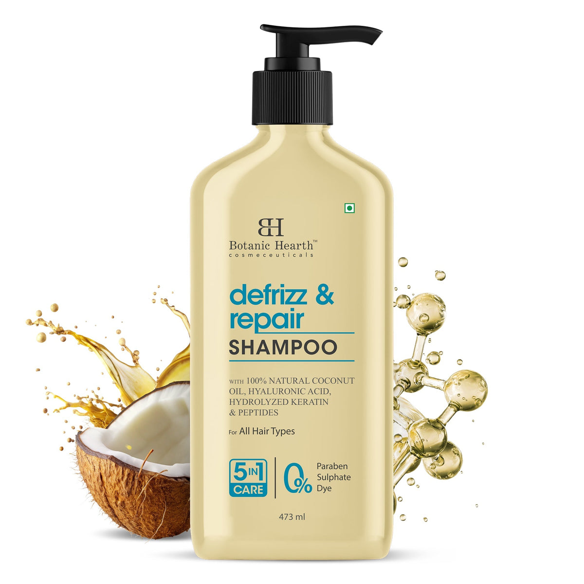 Botanic Hearth Defrizz & Repair Shampoo with Coconut Oil & Peptides | Grocsy