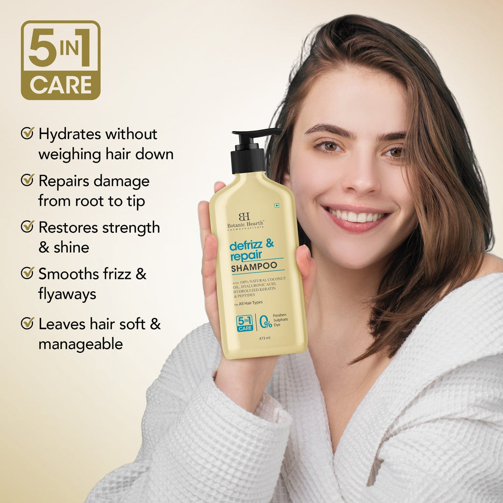 Botanic Hearth Defrizz & Repair Shampoo with Coconut Oil & Peptides | Grocsy