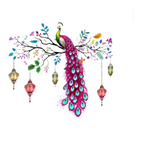 TAGMA GROUP Peacock Wall Sticker Vinyl Colourful Wall Art Decal with Hanging Lanterns | Grocsy