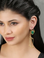 Joban Fashion Women Green Stone Matte Gold Earrings | Grocsy