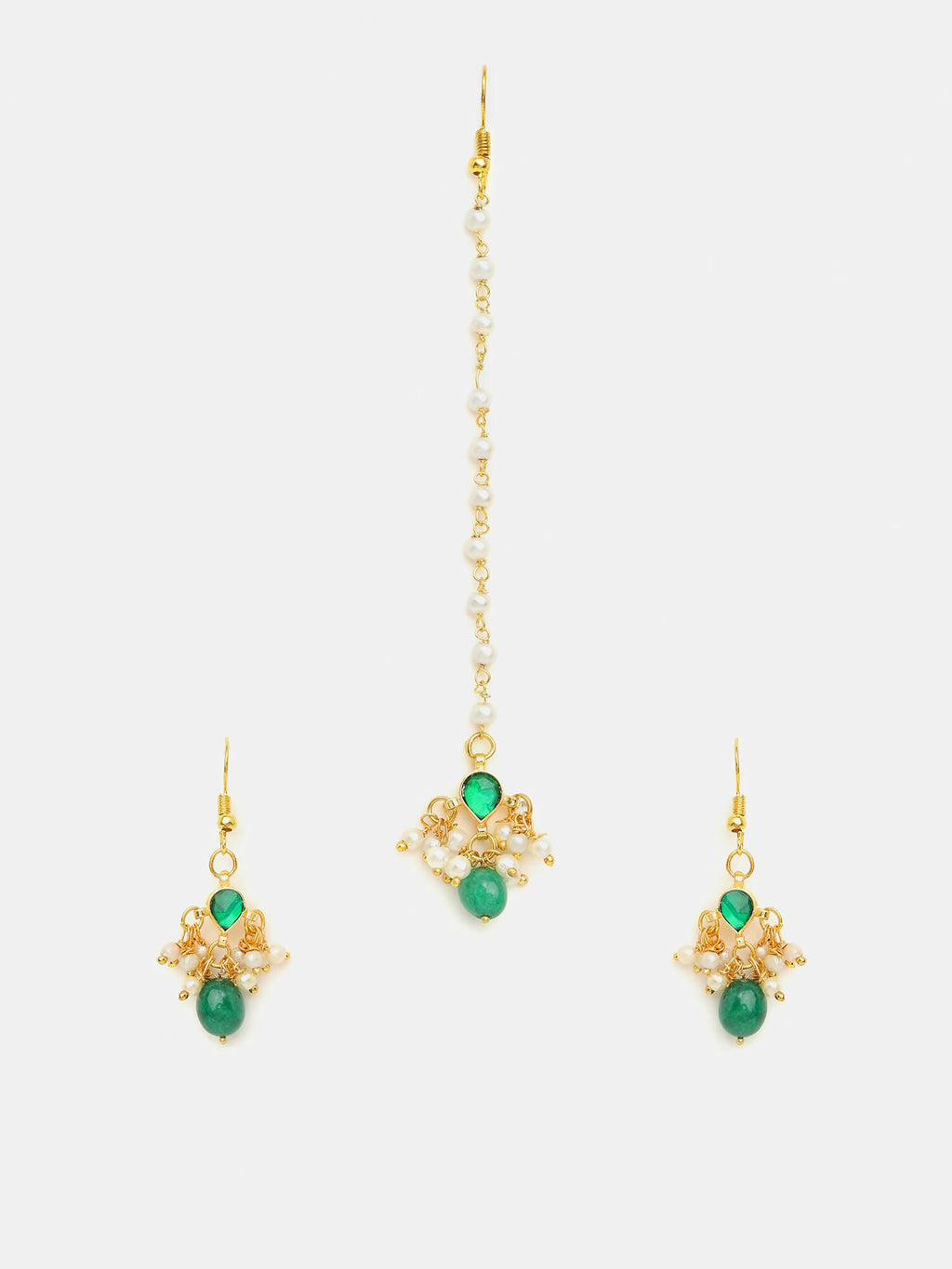 Ruby Raang Handcrafted Kundan Studded Earring With A Maang Tikka | Grocsy