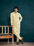 Off White Viscose Designer Sequance Embroidery Work Men's Kurta Set - Mahotsav | Grocsy
