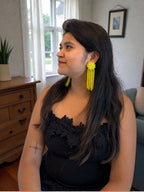 Inhanns Handmade Crystal Waterfall Earrings - Long - Yellow | Grocsy