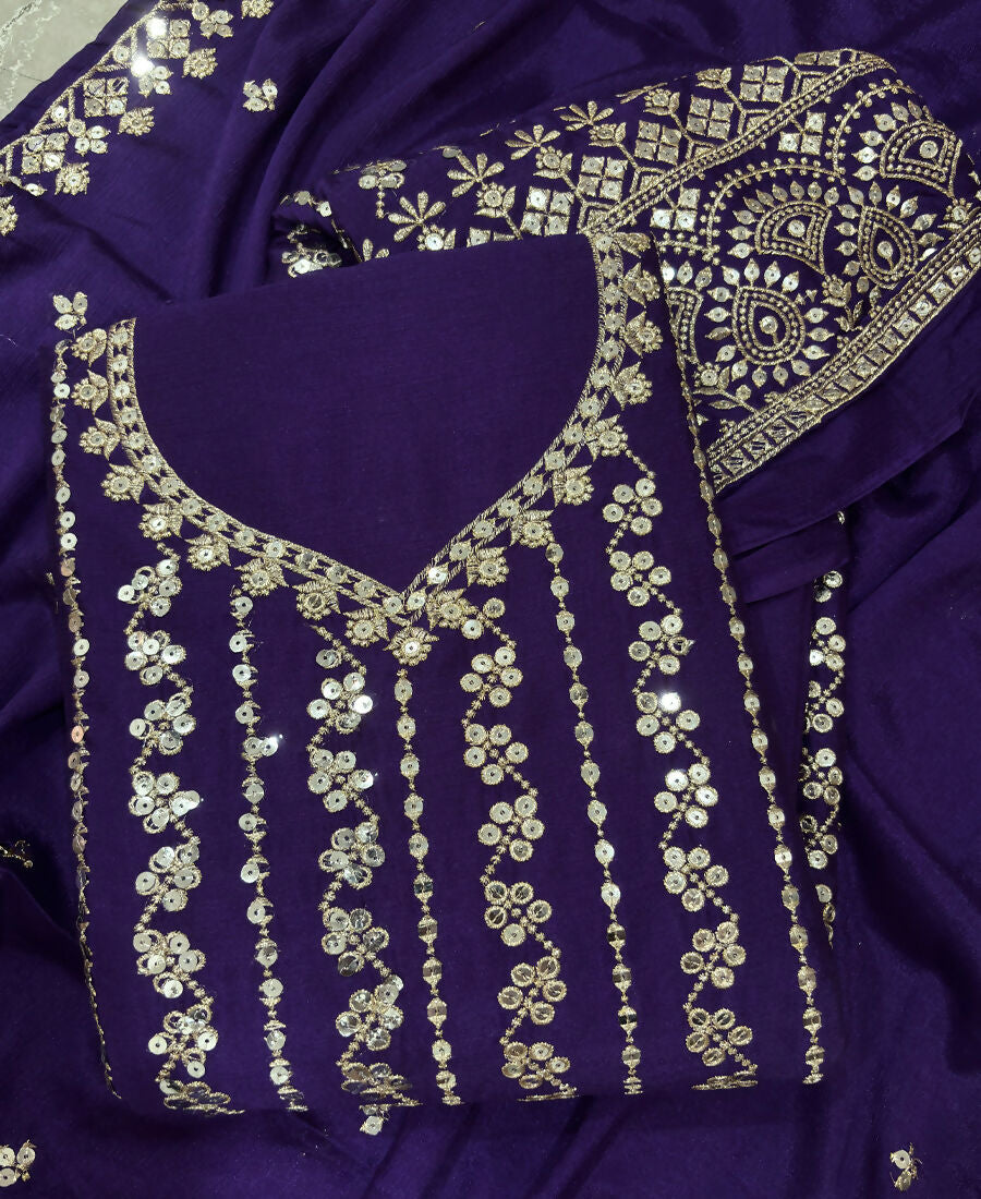 KC Latest Cocktail Wear Purple Chinon Sharara Suit For Women | Grocsy