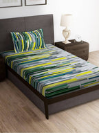 Story@home Arena White & Grey Printed 180 TC Bedsheet & Pillow Covers | Grocsy