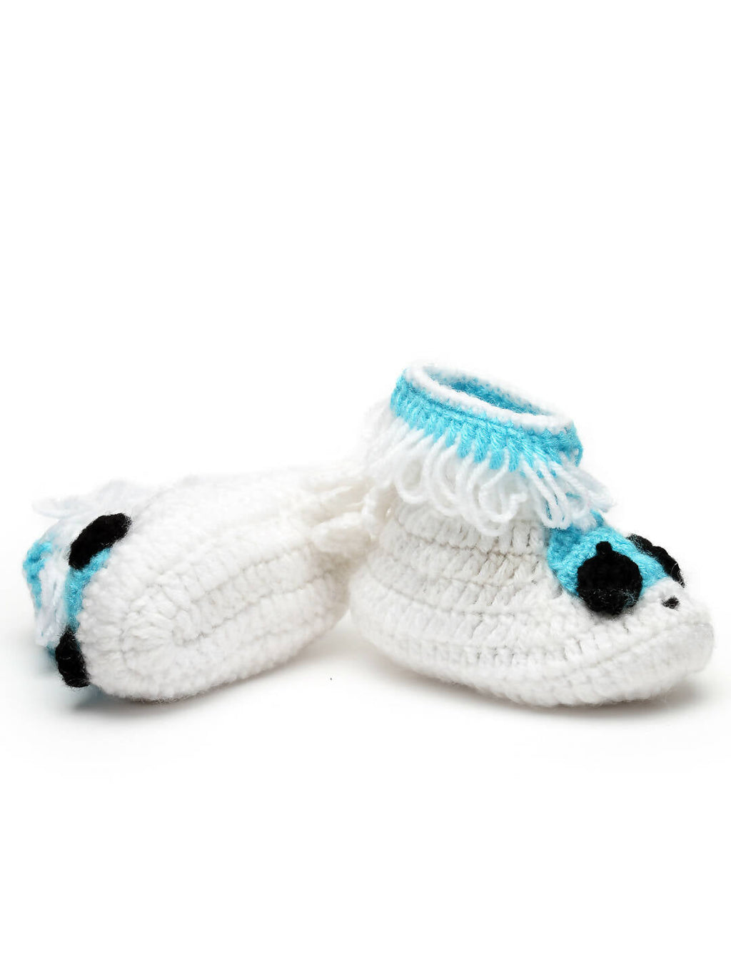 Chutput Kids Woollen Hand Knitted Self Desgin Detailed Booties - White | Grocsy