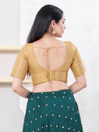 Joban Fashion Gold Tissue Elbow Sleeveless Back Open Blouse | Grocsy