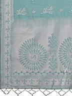 Shree Shyam Fashion Varnika Sea Green Linen Cotton Saree | Grocsy