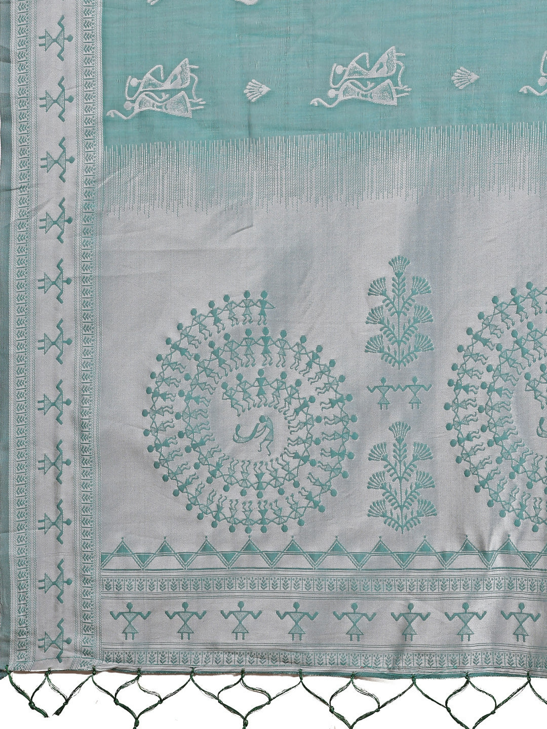 Shree Shyam Fashion Varnika Sea Green Linen Cotton Saree | Grocsy