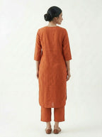 Gharana India Aira Rust Orange Cotton Co-ord Set | Grocsy