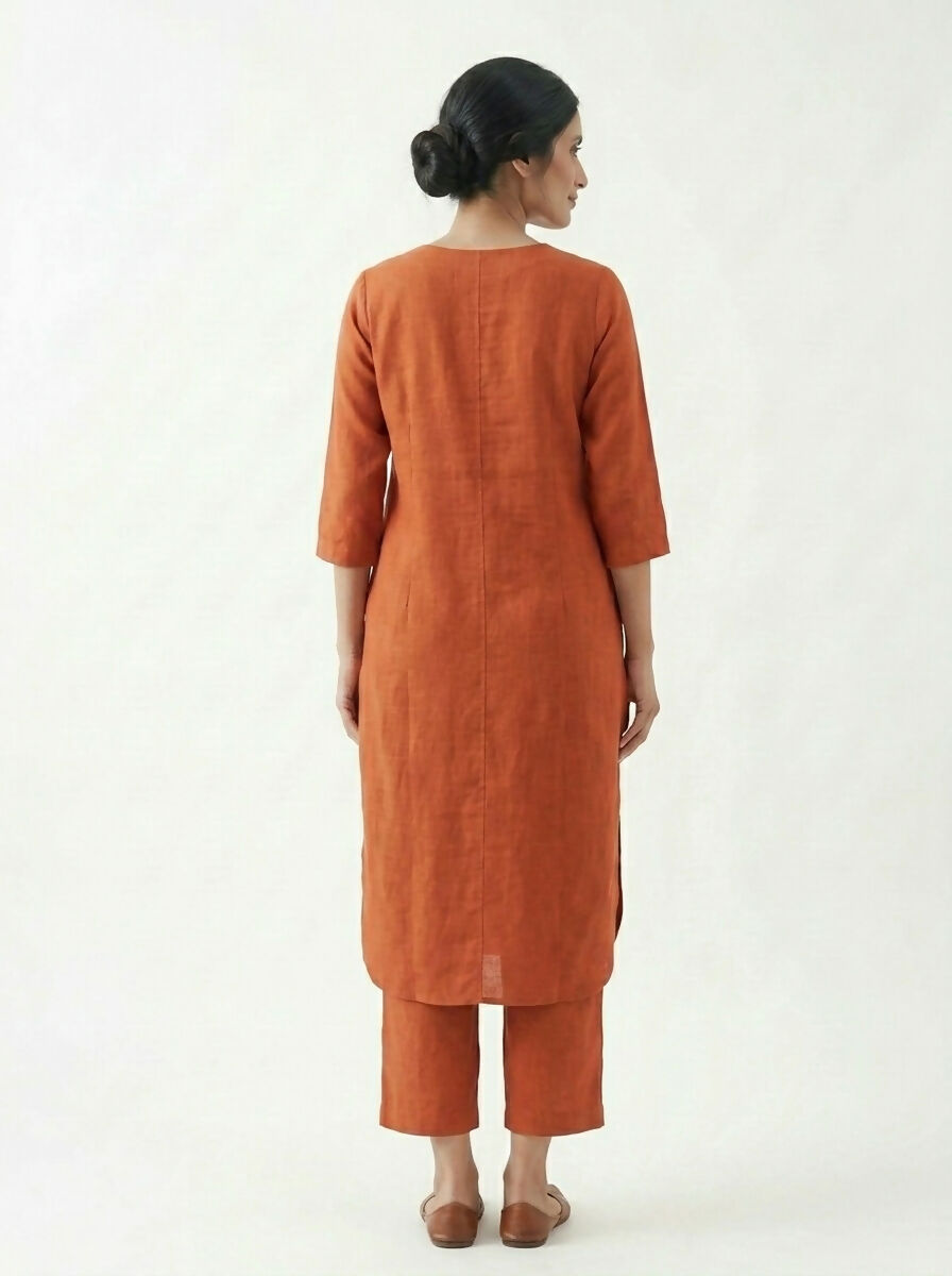 Gharana India Aira Rust Orange Cotton Co-ord Set | Grocsy