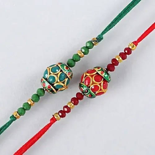 Premium Beads Ethnic Rakhi Set & Almonds Jar | Grocsy