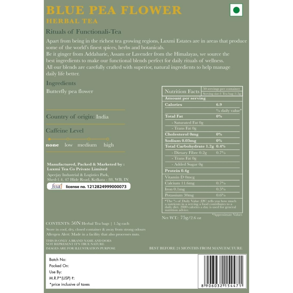 Luxmi Estates Blue Pea Flower Herbal Infusion | Grocsy