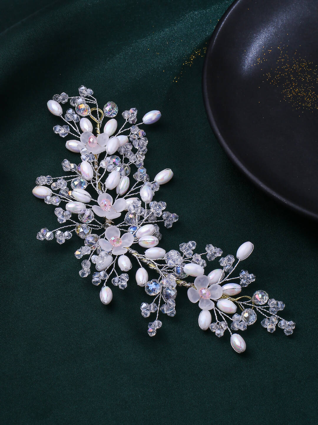 NVR Women's Embellished Beaded Hair Accessory Set | Grocsy