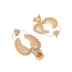 Nuyug 22K Gold Plated White Stone Studded Contemporary Mini Jhumki Dangler Earrings | Grocsy
