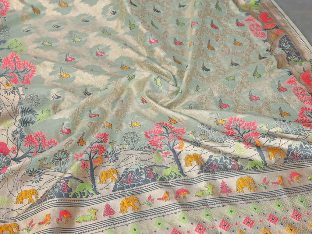 Teeya Creation New Latest Trendy Wedding Wear Pashmina Silk Saree-Light_Green | Grocsy