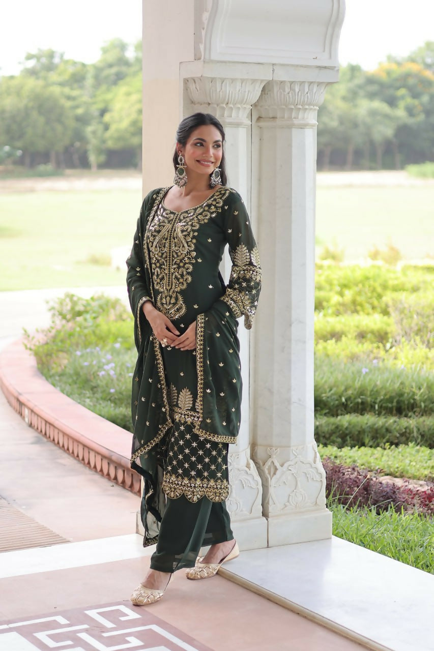 Teeya Creation Womens New Trendy Faux Blooming With Embroidered Work Kurta Set | Grocsy