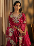 Teeya Creation Rani Color Barsana Silk Pakistani Style Salwar Suit | Grocsy