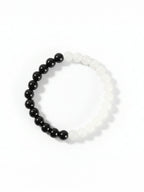 NVR Black & White Crystal Beaded Bracelet for Men & Women | Grocsy