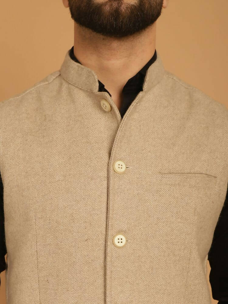 Even Apparels Pure Wool Nehru Jacket - Off White | Grocsy