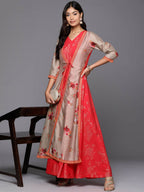 Ahalyaa Women's Traditional wear Ethnic Dress - Red | Grocsy