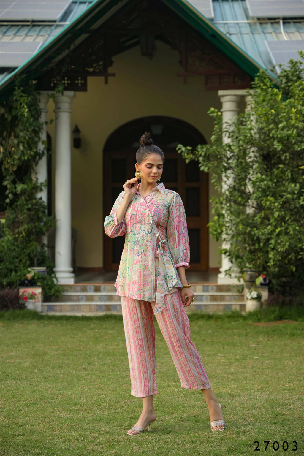 Women's Casual Fashionable Multi Mull Cotton co-ord set - Anya | Grocsy