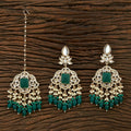 Joban Fashion Women Kundan Pearl, Onyx Stone Golden White Green Earring Tika | Grocsy