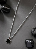 NVR Men's Silver-Plated Artificial Stone Stainless Steel Pendant with Chain | Grocsy