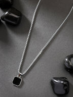 NVR Men's Silver-Plated Artificial Stone Stainless Steel Pendant with Chain | Grocsy