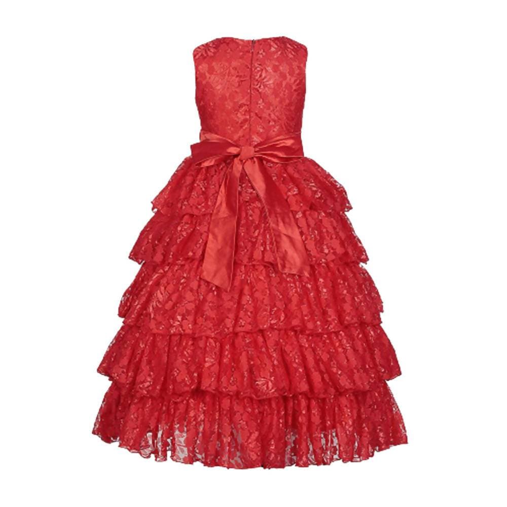 Asmaani Baby Girl's Red Colour Satin A-Line Maxi Full Length Dress (AS-DRESS-22109) | Grocsy