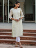 Juniper Women's Lemon Georgette Printed Kurta | Grocsy