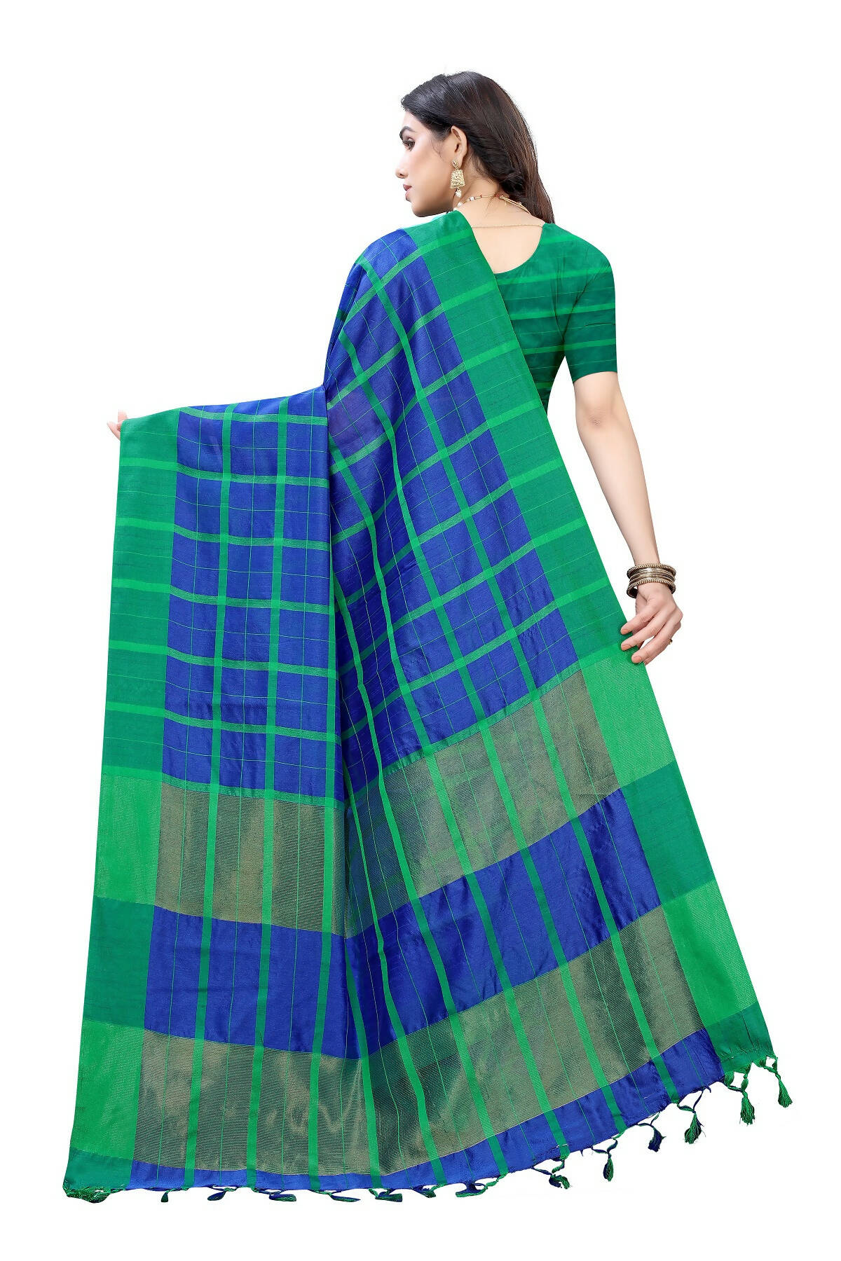 Vamika Navy Cotton Silk Weaving Saree (SATURN NAVY) | Grocsy